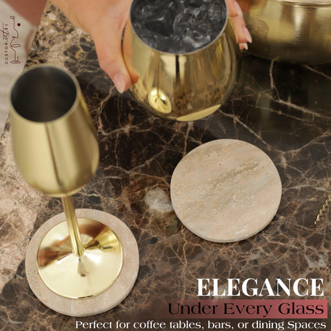 Gusto Nostro Travertine Coaster handles oversized cocktails with ease.