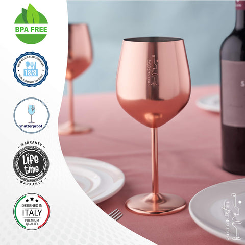 Gusto Nostro metal wine glass, durable design ideal for camping and beach days.