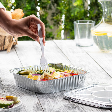 GUSTO square pans stack neatly to save kitchen storage space