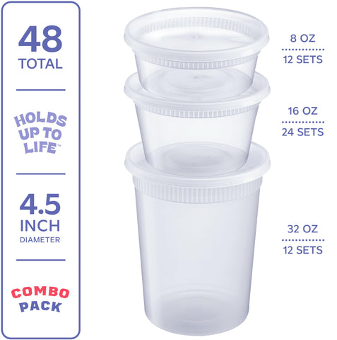 GUSTO To Go 16 oz containers with lids, perfect for leftovers and meal prepping.