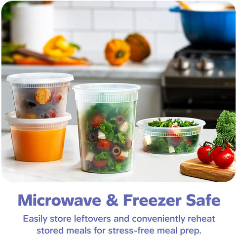 GUSTO To Go 32 oz containers with lids, great for bulk prep and soups.