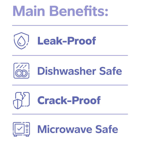 GUSTO To Go airtight lids provide secure seal to prevent leaks.