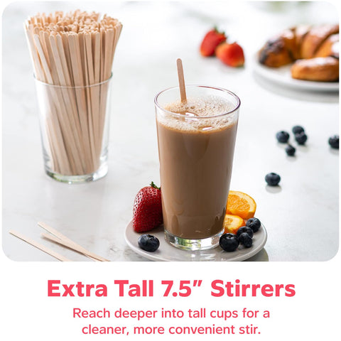 GUSTO wooden stirrers with rounded edges for comfortable grip.