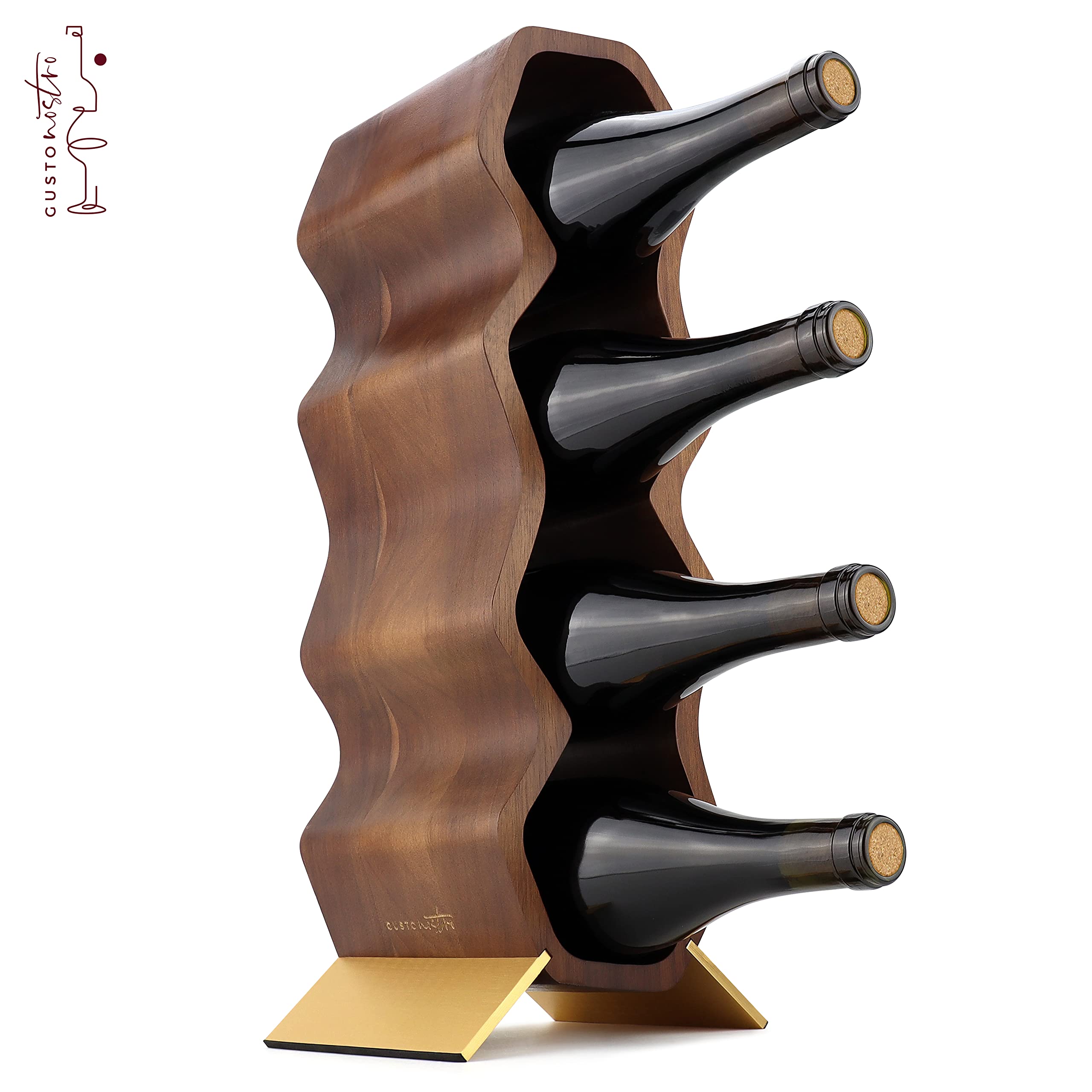 Gusto Nostro acacia wine rack horizontal seven-bottle showcase on a bar