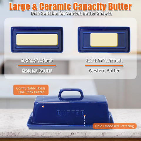 Gute ceramic butter keeper with handle keeps butter tidy and accessible.