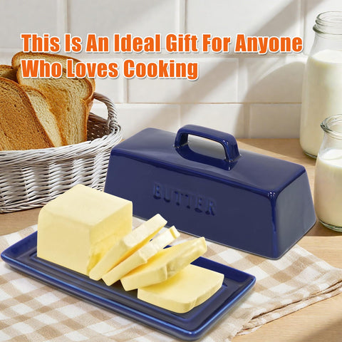 Gute navy butter dish adds a refined touch to your kitchen decor.