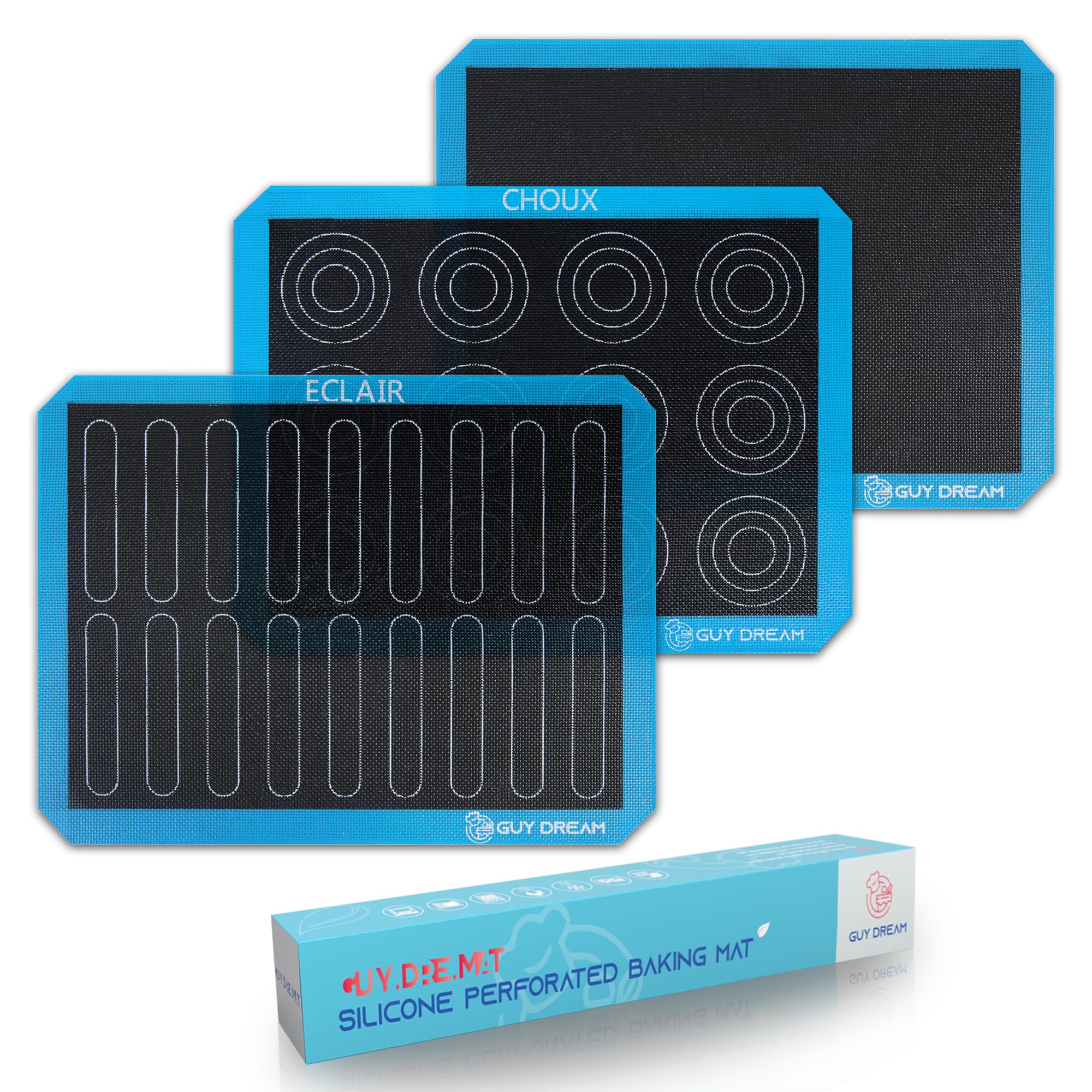 GUY.DRE.MAT perforated silicone baking mat ready for oven performance and crispy crusts.