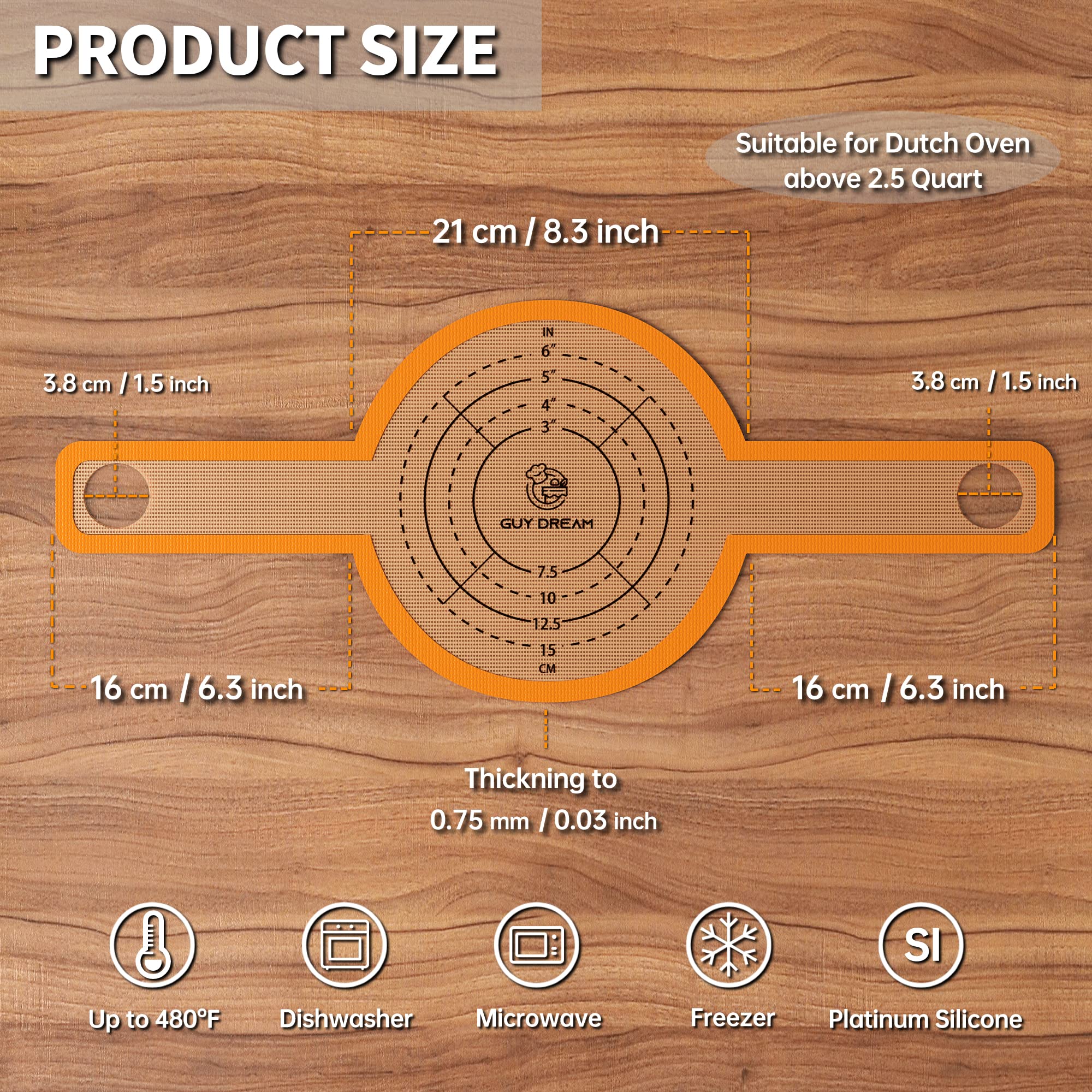 GUY.DRE.MAT silicone baking mat nonstick surface simplifies cleanup after baking.