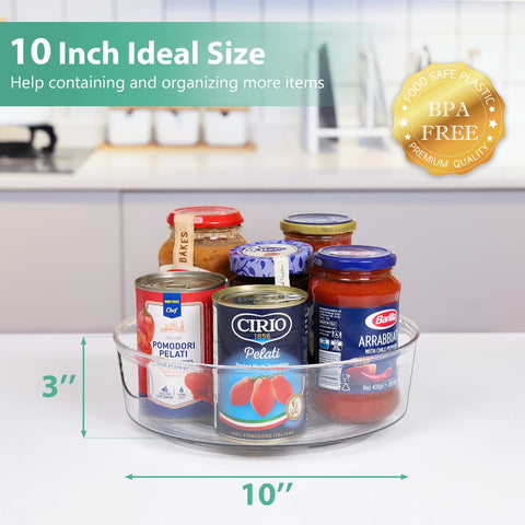 Guzon 2Pack Lazy Susan 10-inch clear-side reveals contents at a glance.