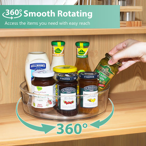 Guzon 2Pack Lazy Susan 10-inch in-cabinet arrangement enables quick reach of items.