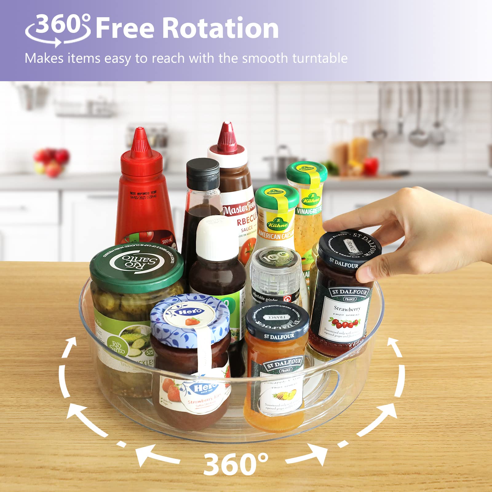 Guzon lazy susan with two handles for simple carrying and movement.