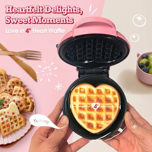 GVAKMM heart waffle plates close-up, nonstick surface for easy release