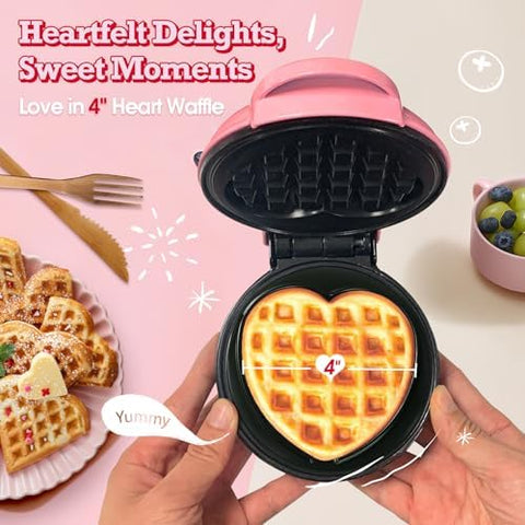 GVAKMM heart waffle plates close-up, nonstick surface for easy release