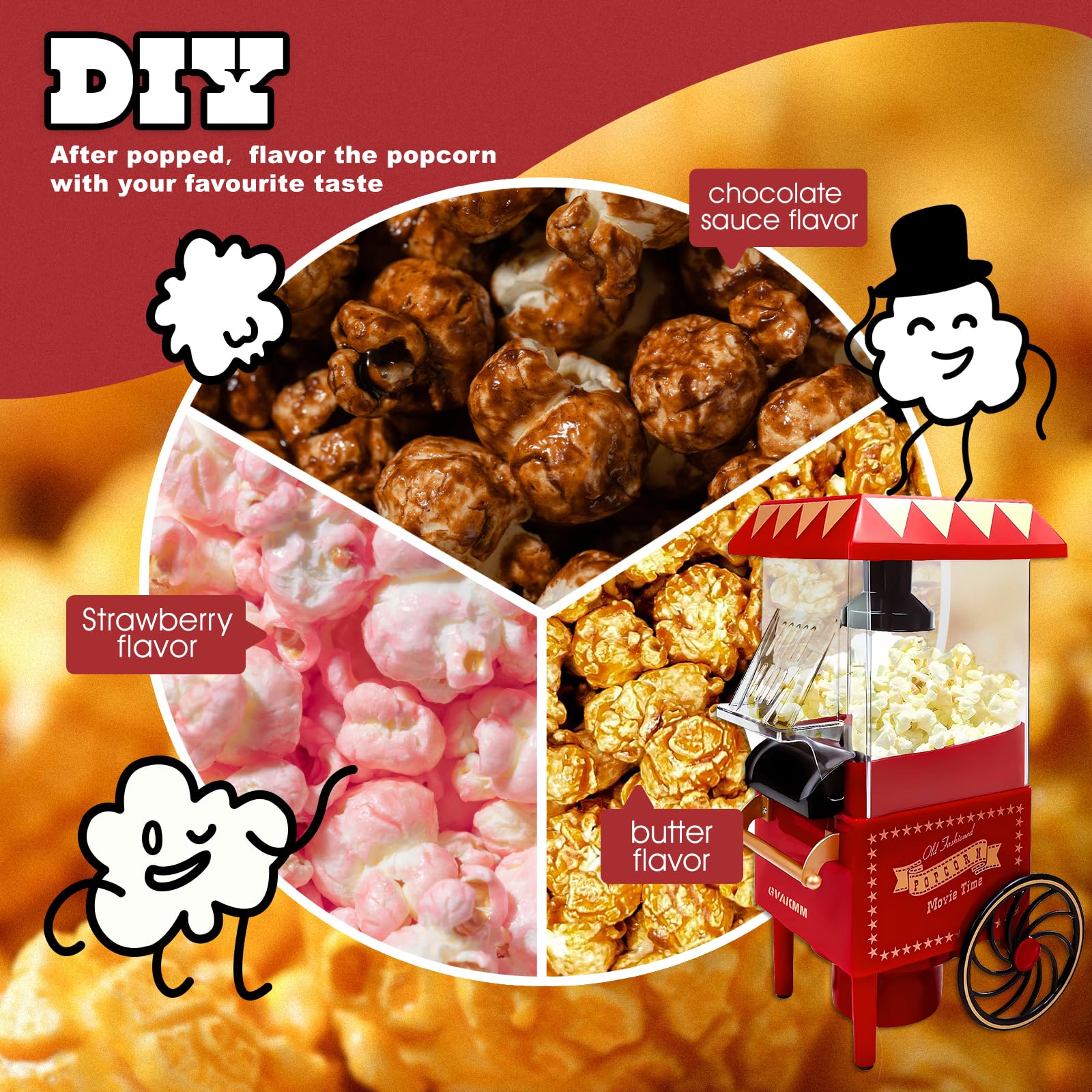 GVAKMM popcorn kit box featuring scooper, shaker, and ten bags for gifting.