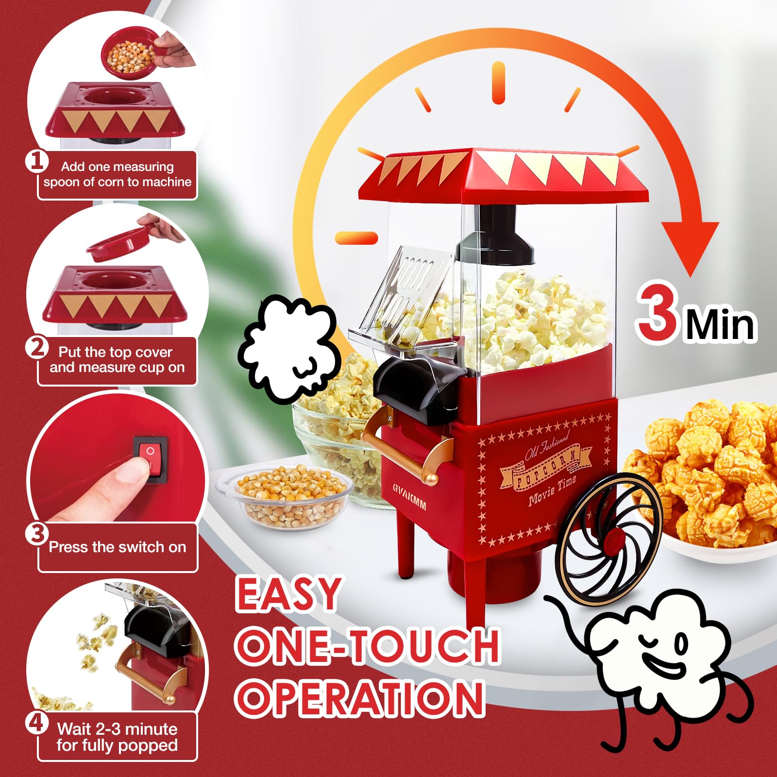 GVAKMM popcorn scooper close-up for mess-free serving.