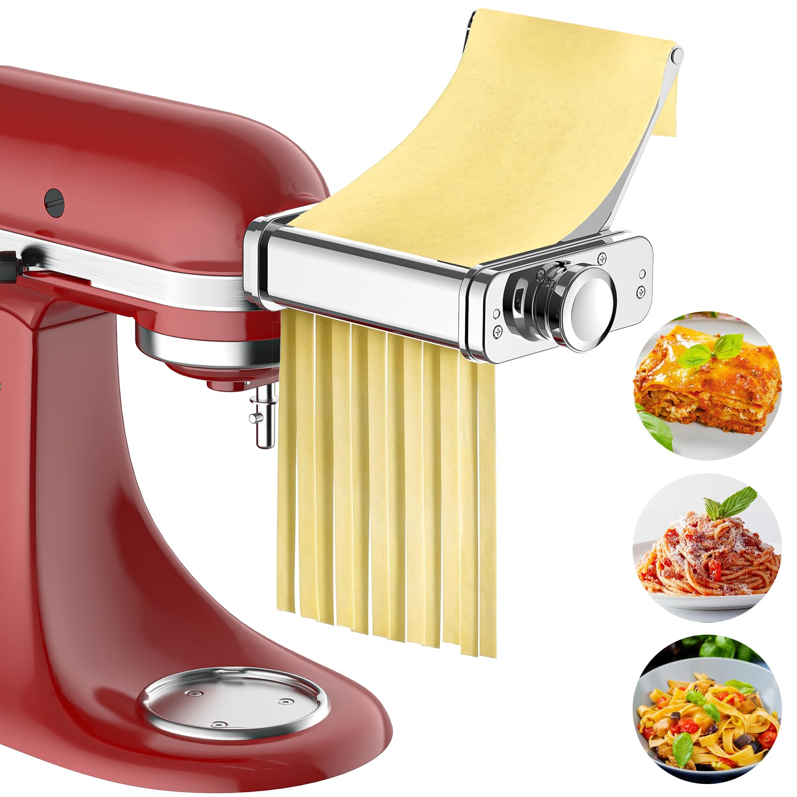 GVODE 3-in-1 pasta attachment for KitchenAid assembly; streamlined pasta prep.
