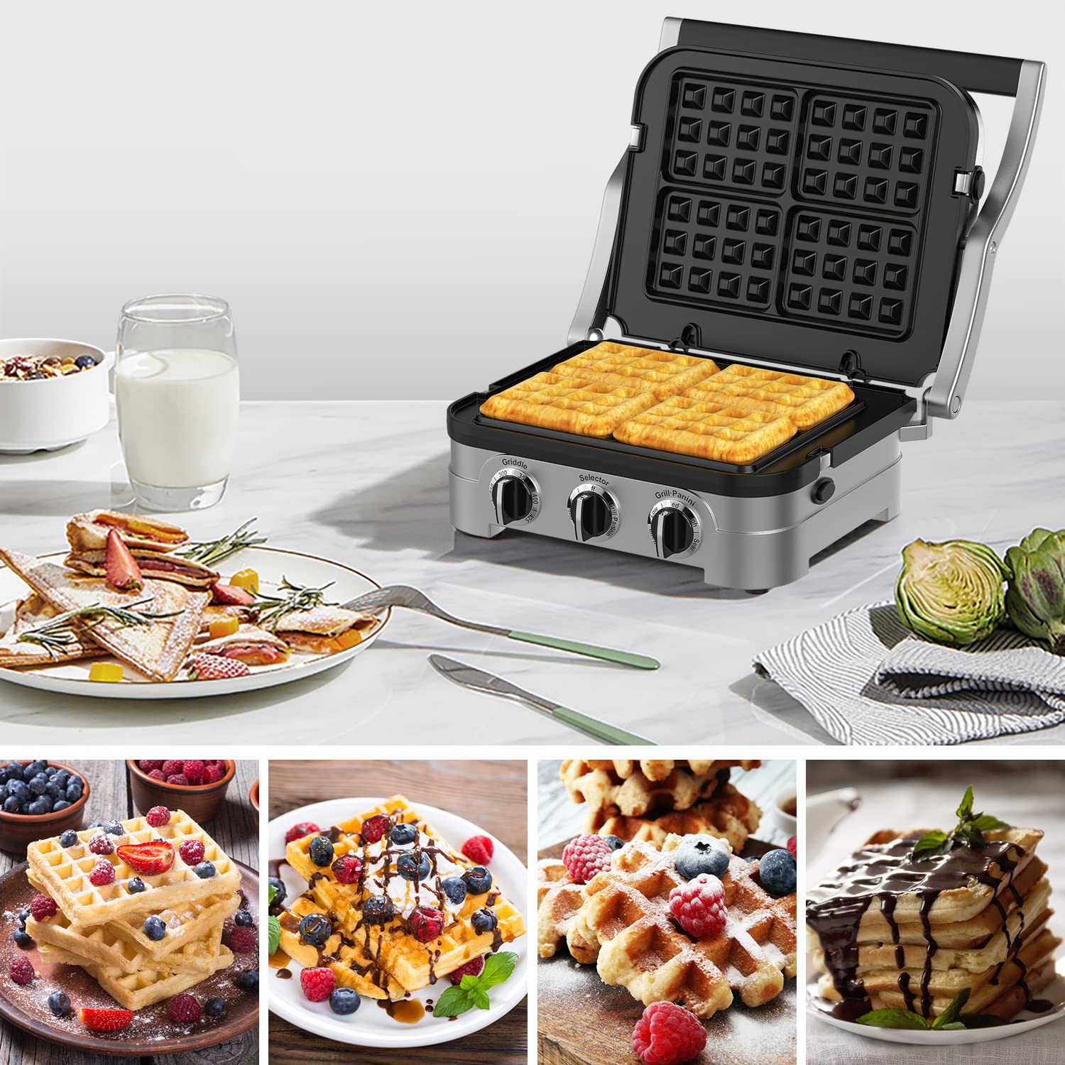 GVODE Belgian waffles with 4 deep pockets from these plates