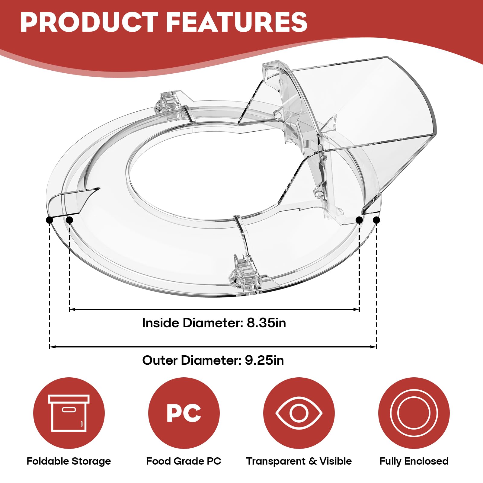 GVODE BPA-free food-safe plastic shield for KitchenAid attachments