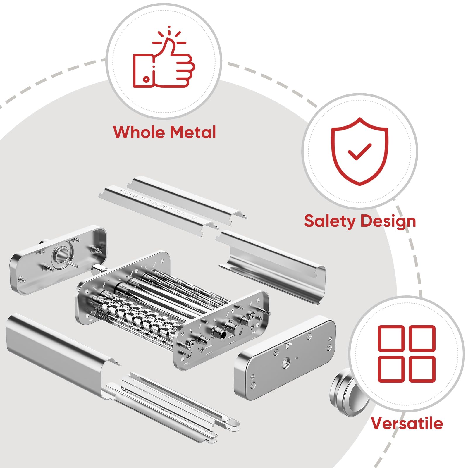 GVODE fettuccine cutter for KitchenAid attachment for classic ribbons.