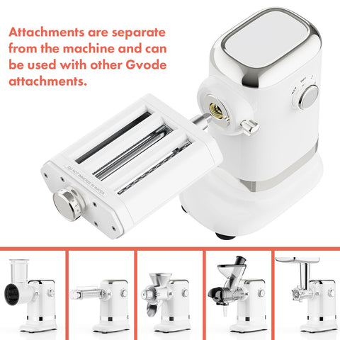 GVODE fettuccine and spaghetti maker attachments in use
