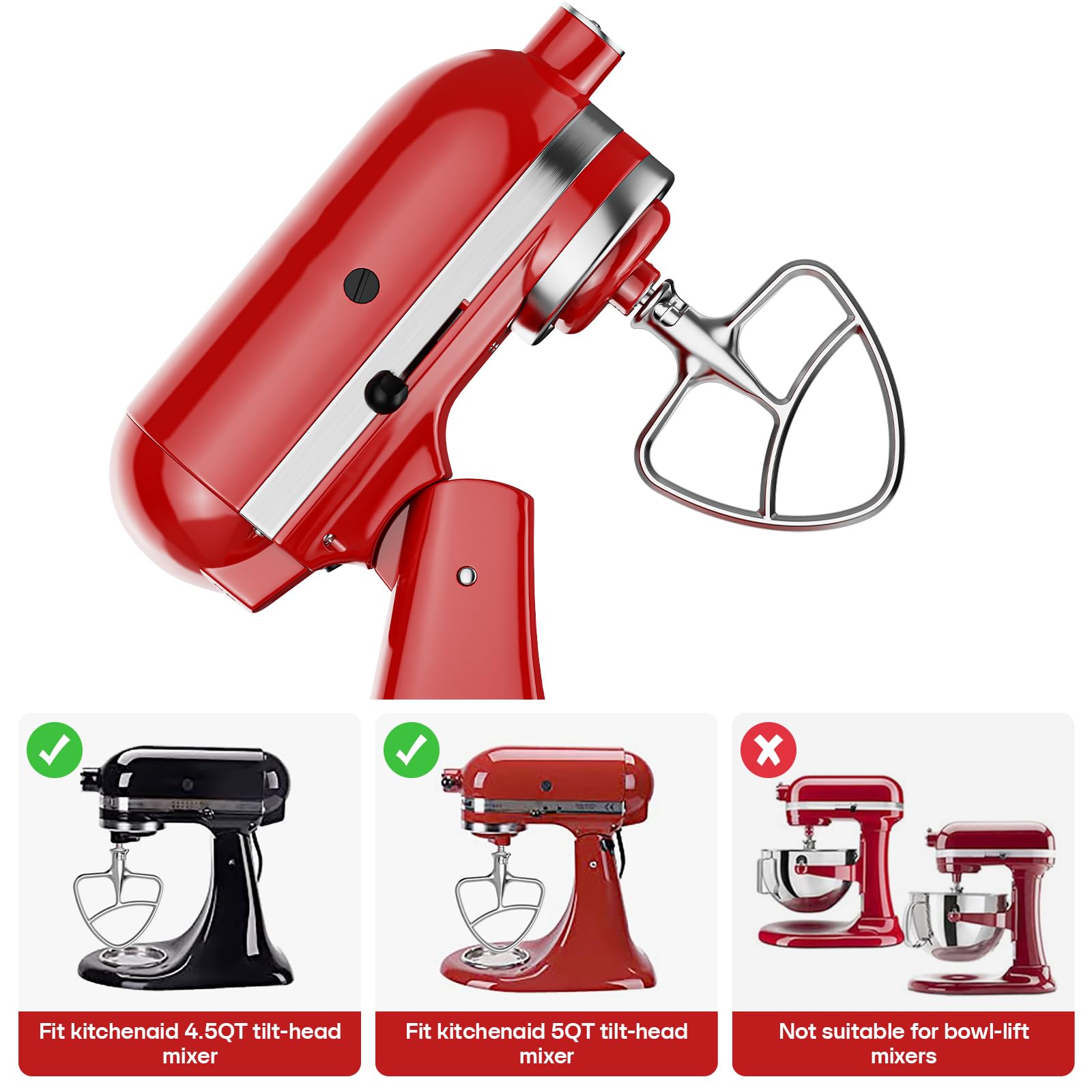 GVODE Flex Edge Beater mounted on a KitchenAid mixer shows anti-shake stability