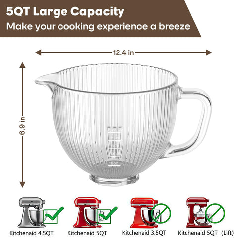 GVODE Glass Bowl with measurement markings for accurate ingredient additions.