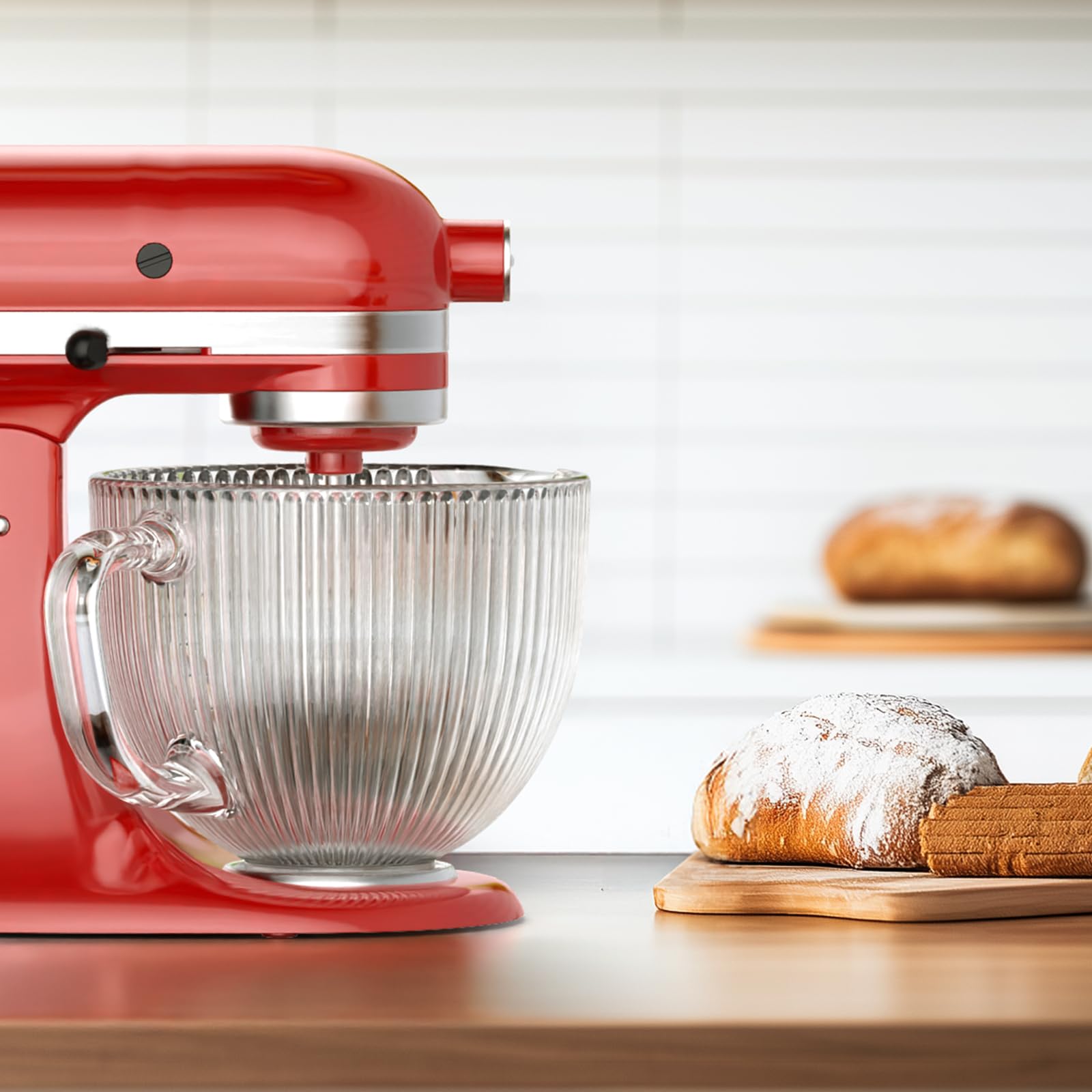 GVODE 5-quart glass bowl fits KitchenAid Artisan and Classic mixers.