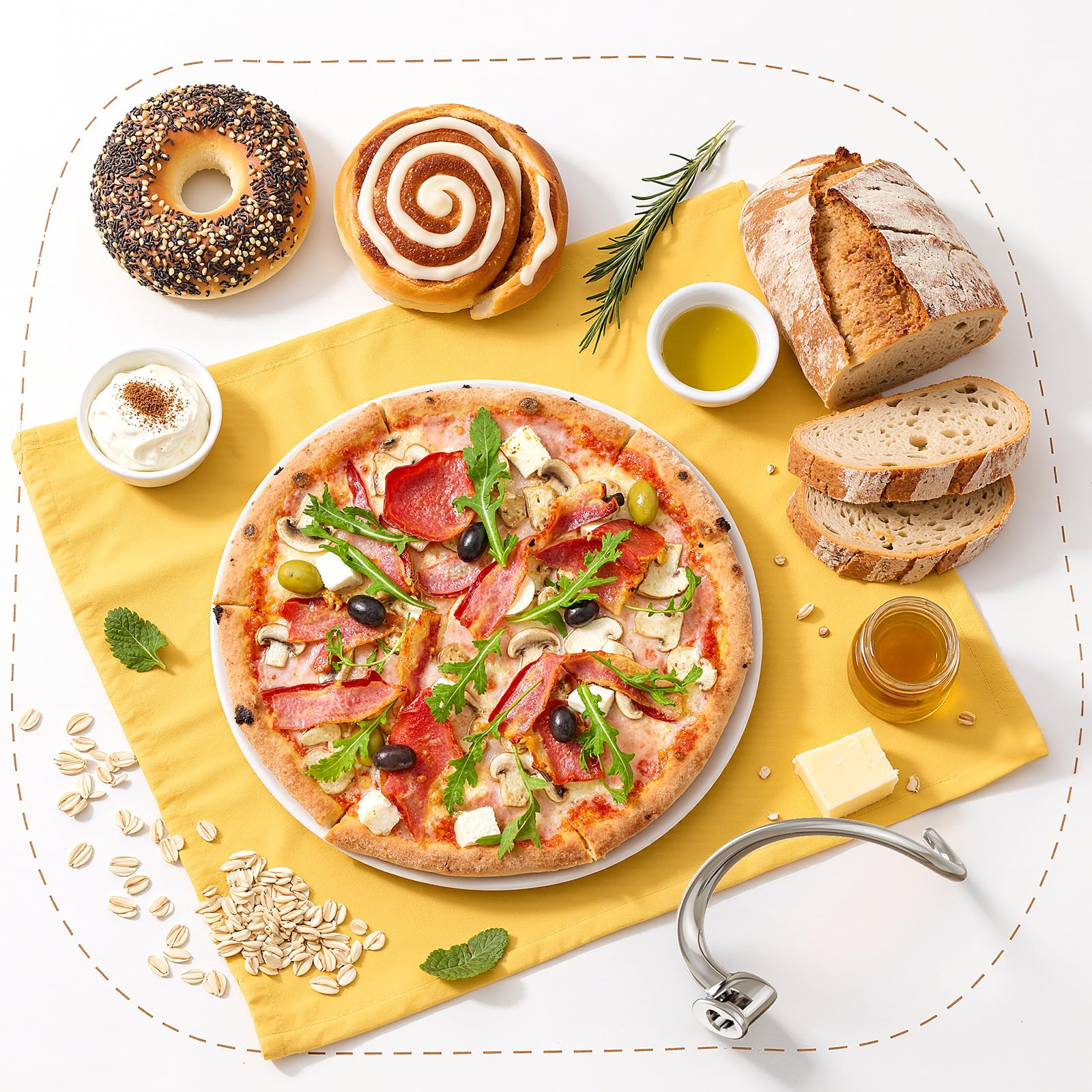 GVODE dough hook offers reliable performance for pizzas and doughs.