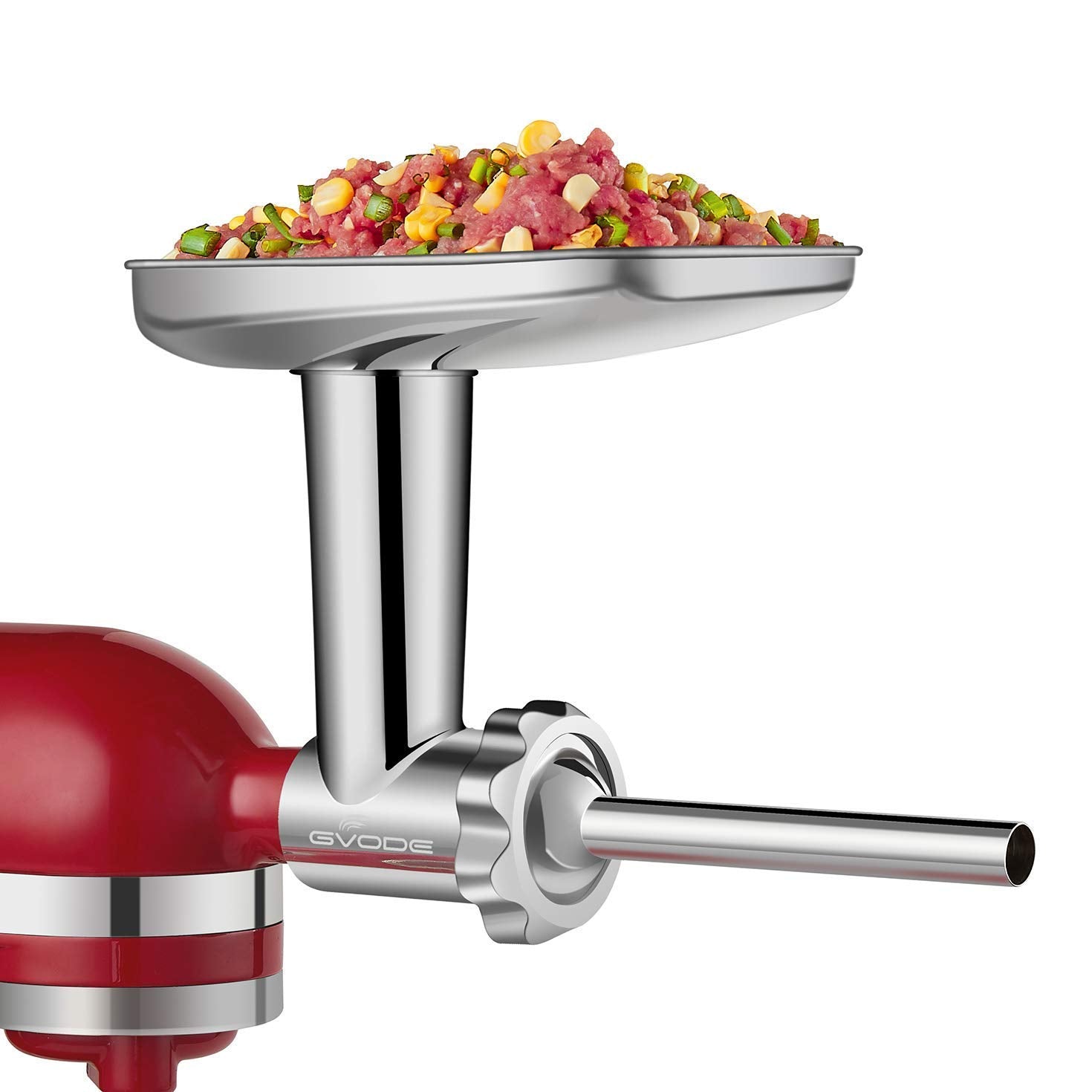 GVODE KitchenAid mixer-ready attachment shown mounted on a stand mixer.