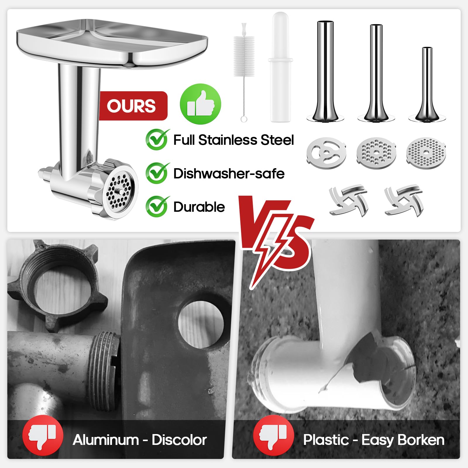 GVODE attachment parts laid out to show easy-to-clean design and quick assembly.
