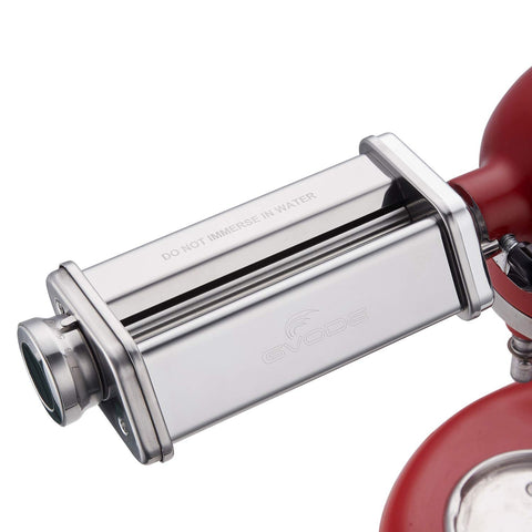 GVODE pasta roller attachment with stainless steel body for KitchenAid, durable and precise.