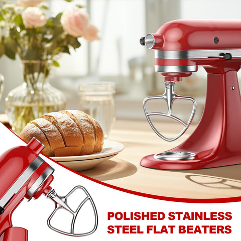 GVODE stainless steel paddle beater, reliable KitchenAid attachment for consistent mixing.