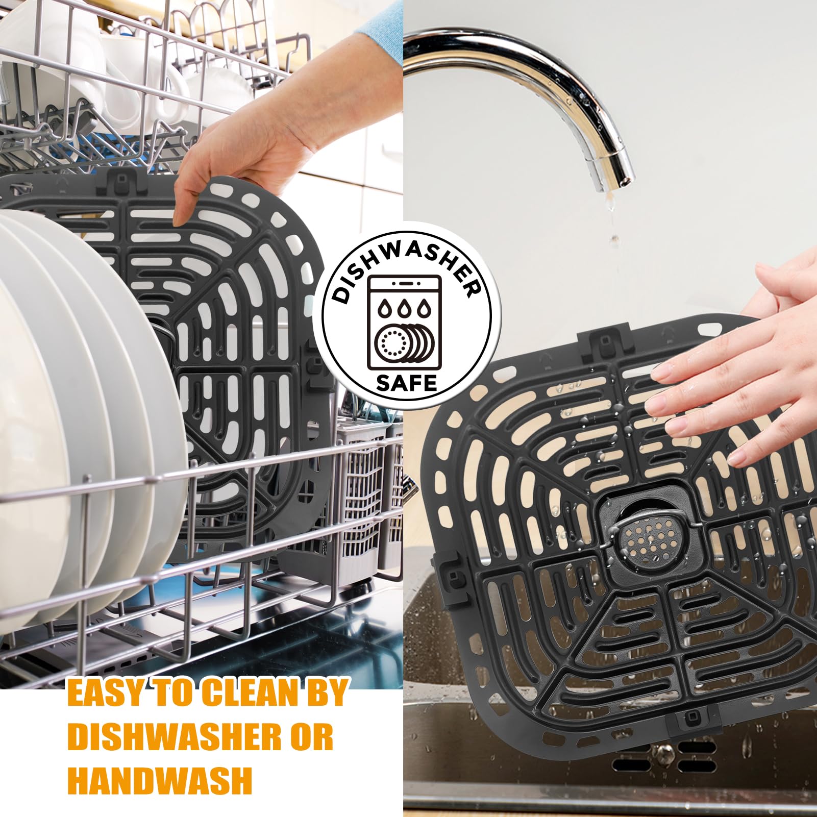 GWY air fryer package includes grill plate and bumpers; versatile cooking setup.