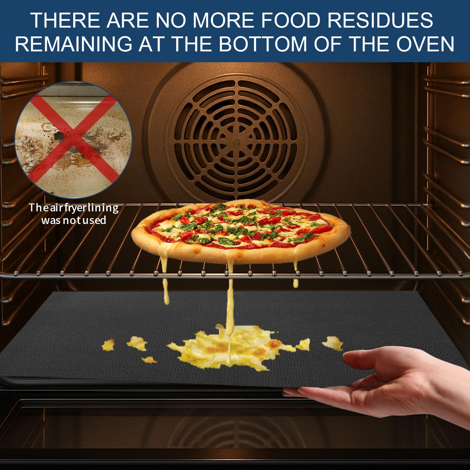 GWYSY fiberglass oven mat close-up highlights the non-stick coating.