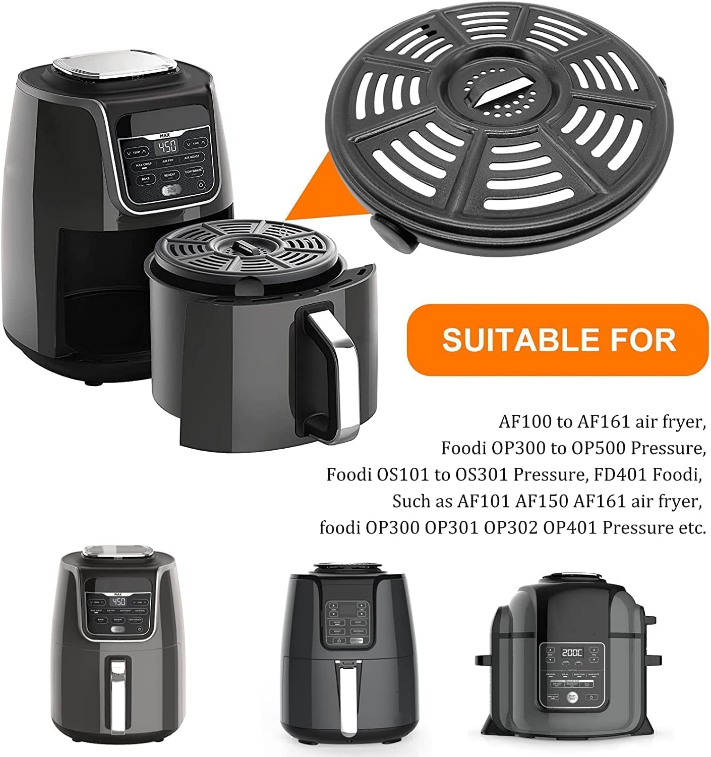 GXF air fryer grill pan for Ninja AF150 enables quick, even searing of veggies.