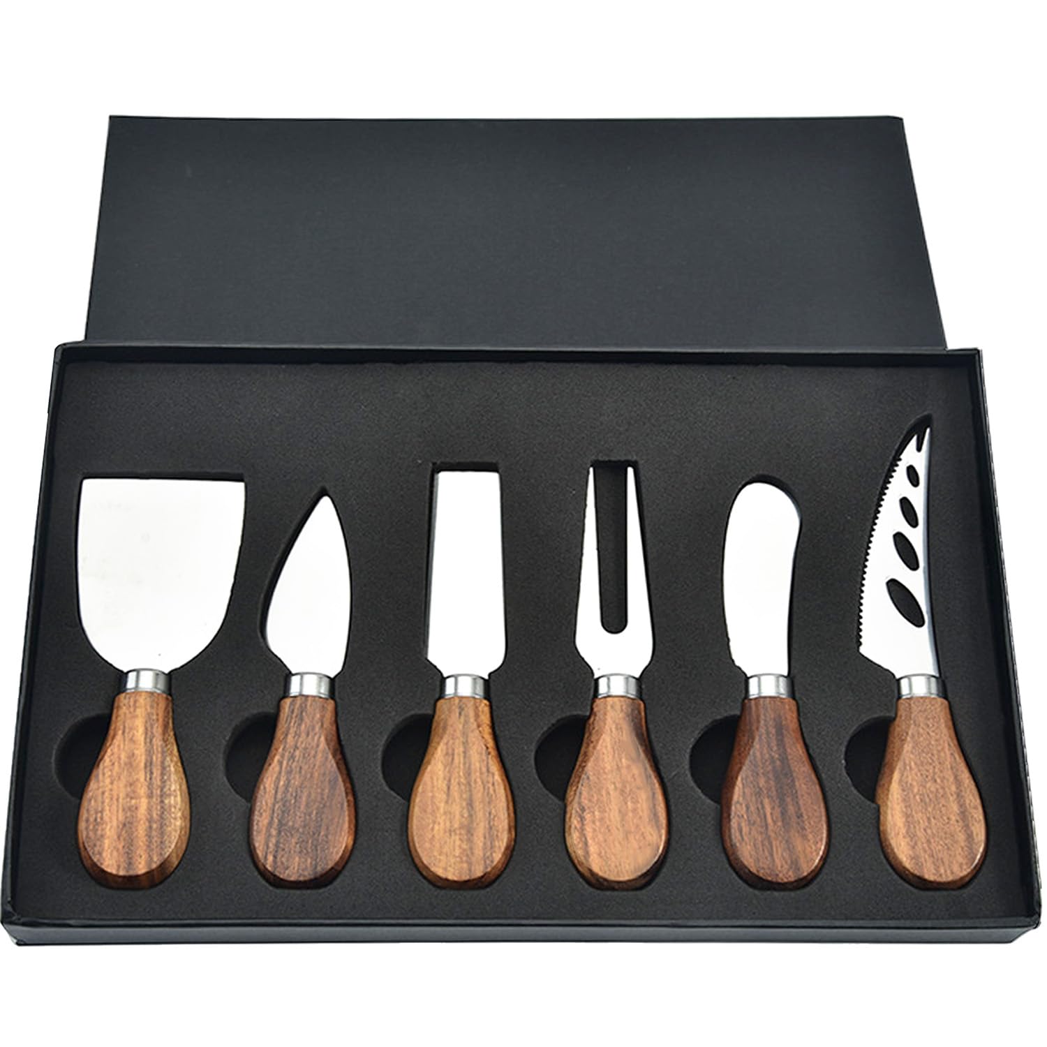 GXIQYL 6-piece cheese knife set with wood handles for stylish entertaining