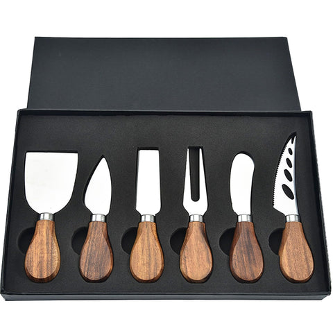 GXIQYL 6-piece cheese knife set with wood handles for stylish entertaining