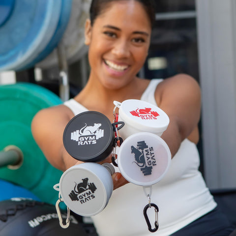 Gym Rats four-pack travel set ready for pre-workout and protein powders