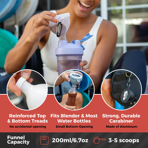 Gym Rats 200ml powder container ready for 3–5 scoops during travel