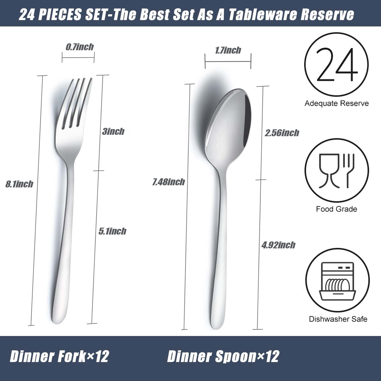 Gymdin 24pc silverware set spoons with a mirror finish for elegant meals.