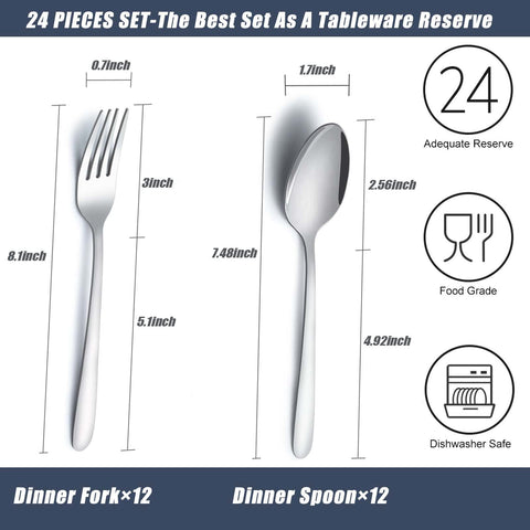 Gymdin 24pc silverware set spoons with a mirror finish for elegant meals.