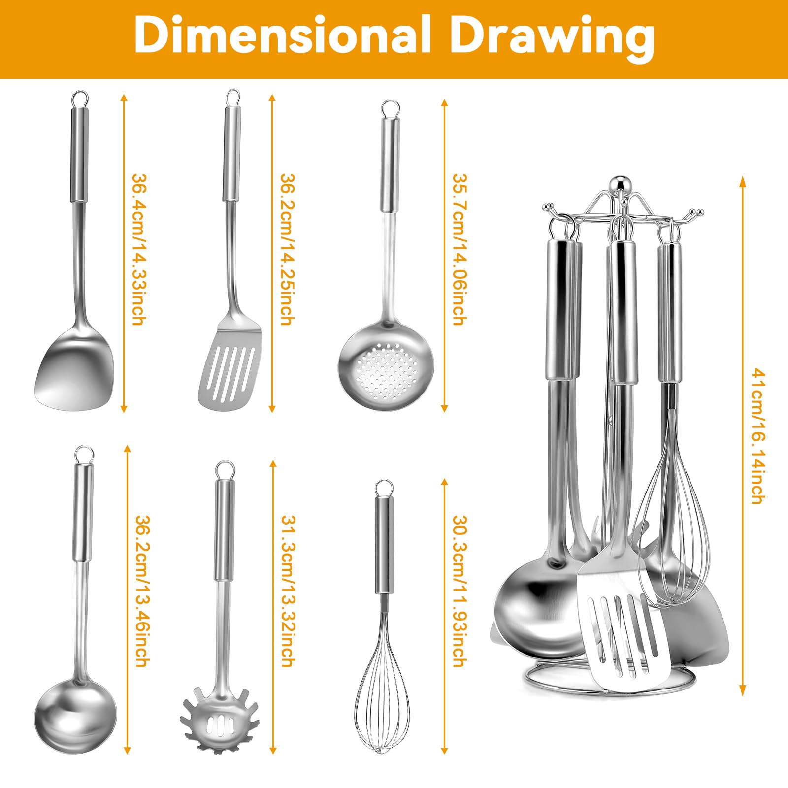 Gymdin 7-piece slotted Turner for draining liquids while turning.