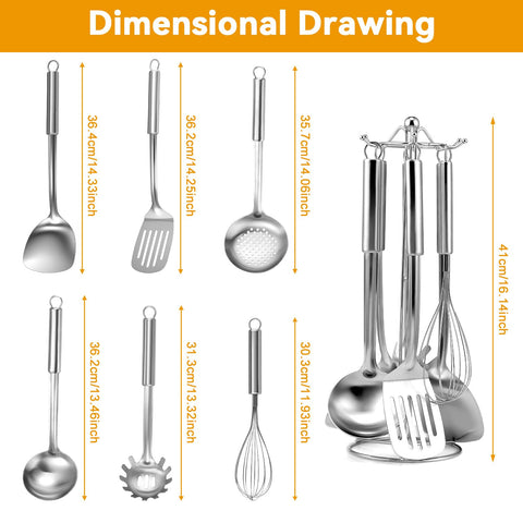 Gymdin 7-piece slotted Turner for draining liquids while turning.