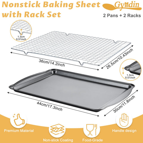 Gymdin baking set two sheets two racks stacked for versatile cooking.