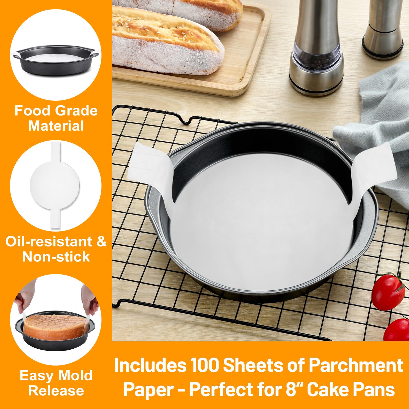 Gymdin parchment paper pack pre-cut for quick, clean cake releases.