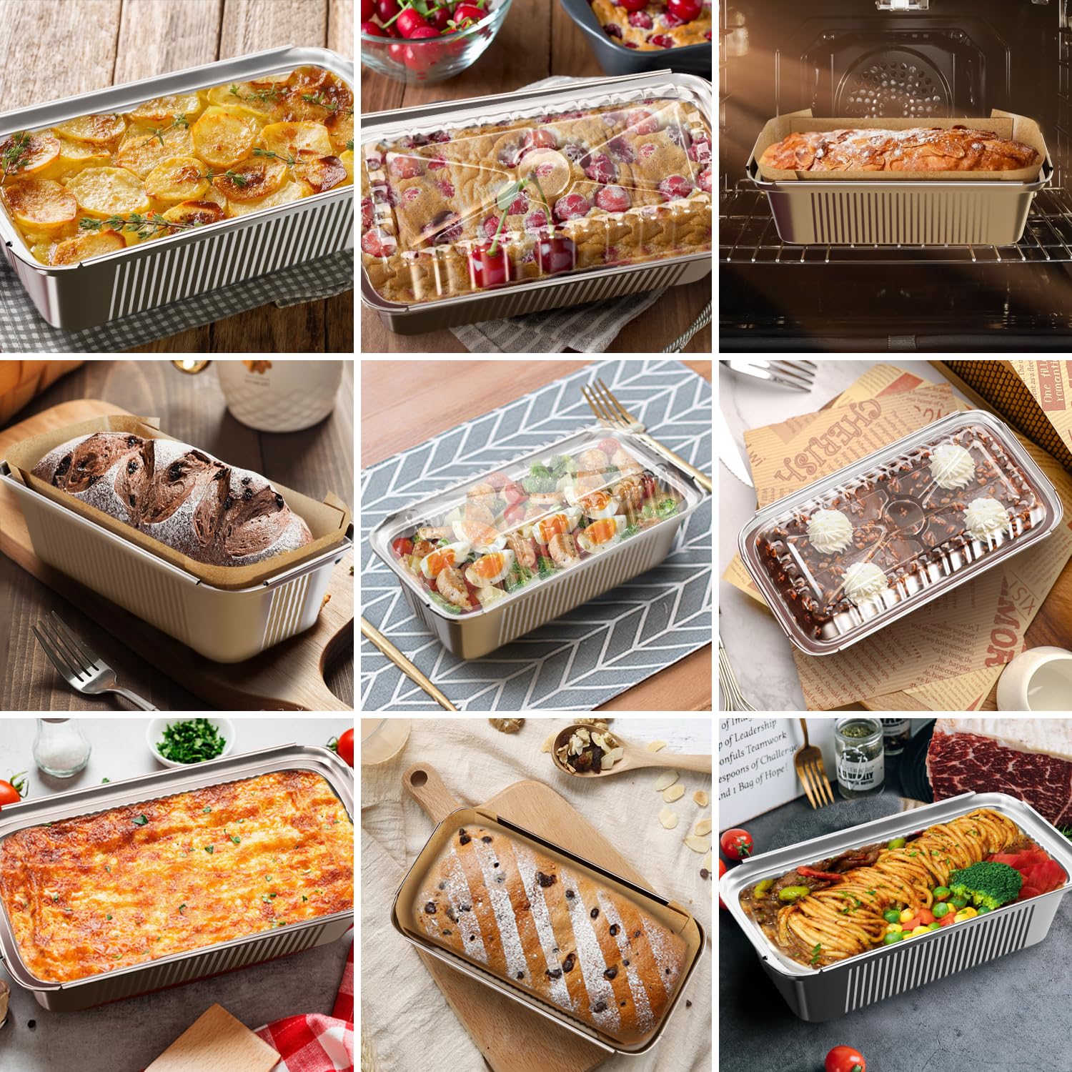 Gyreuni oven-safe foil pans support versatile cooking from oven to grill.