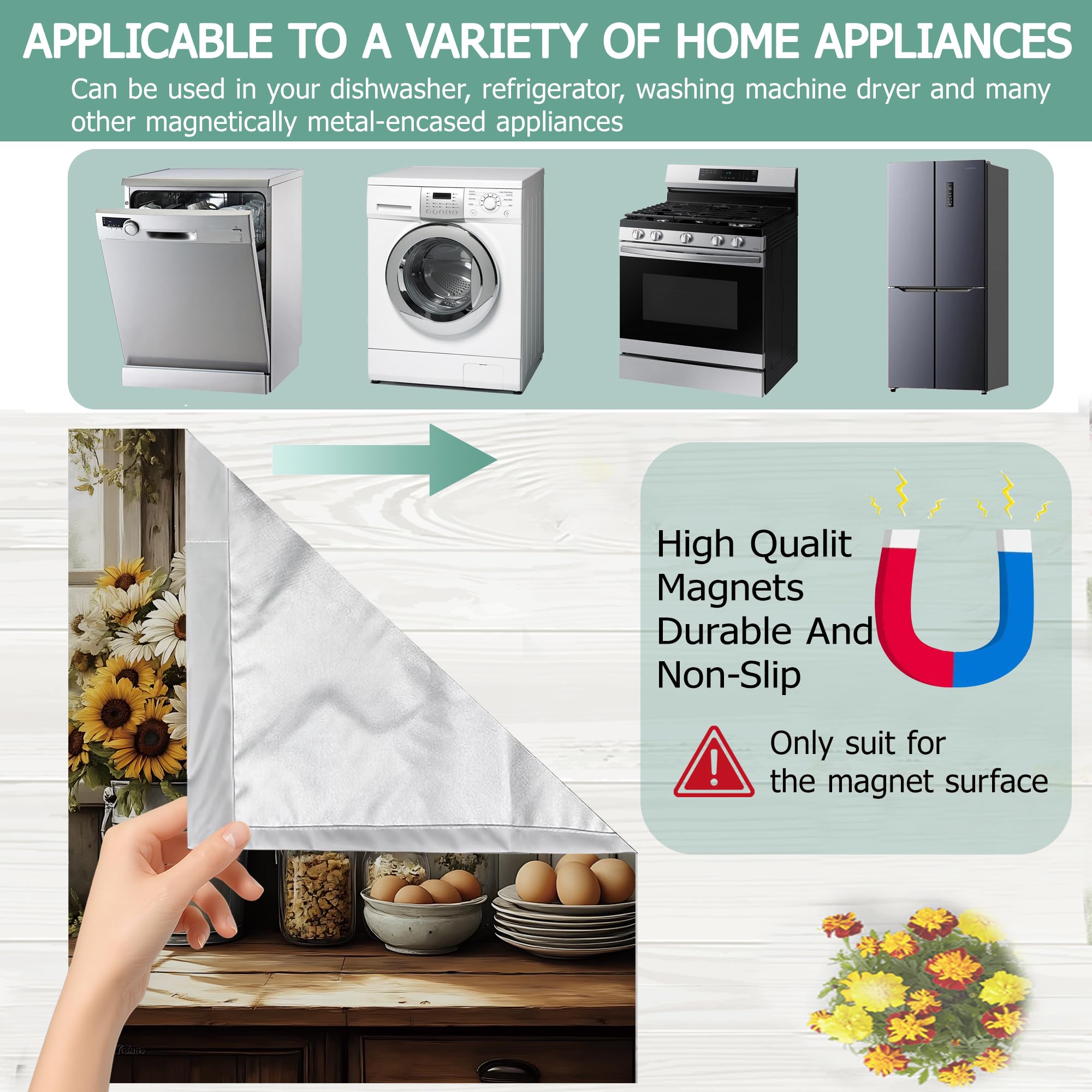 GYYGOO 23x26 front panel cover protects appliances and brightens kitchens.