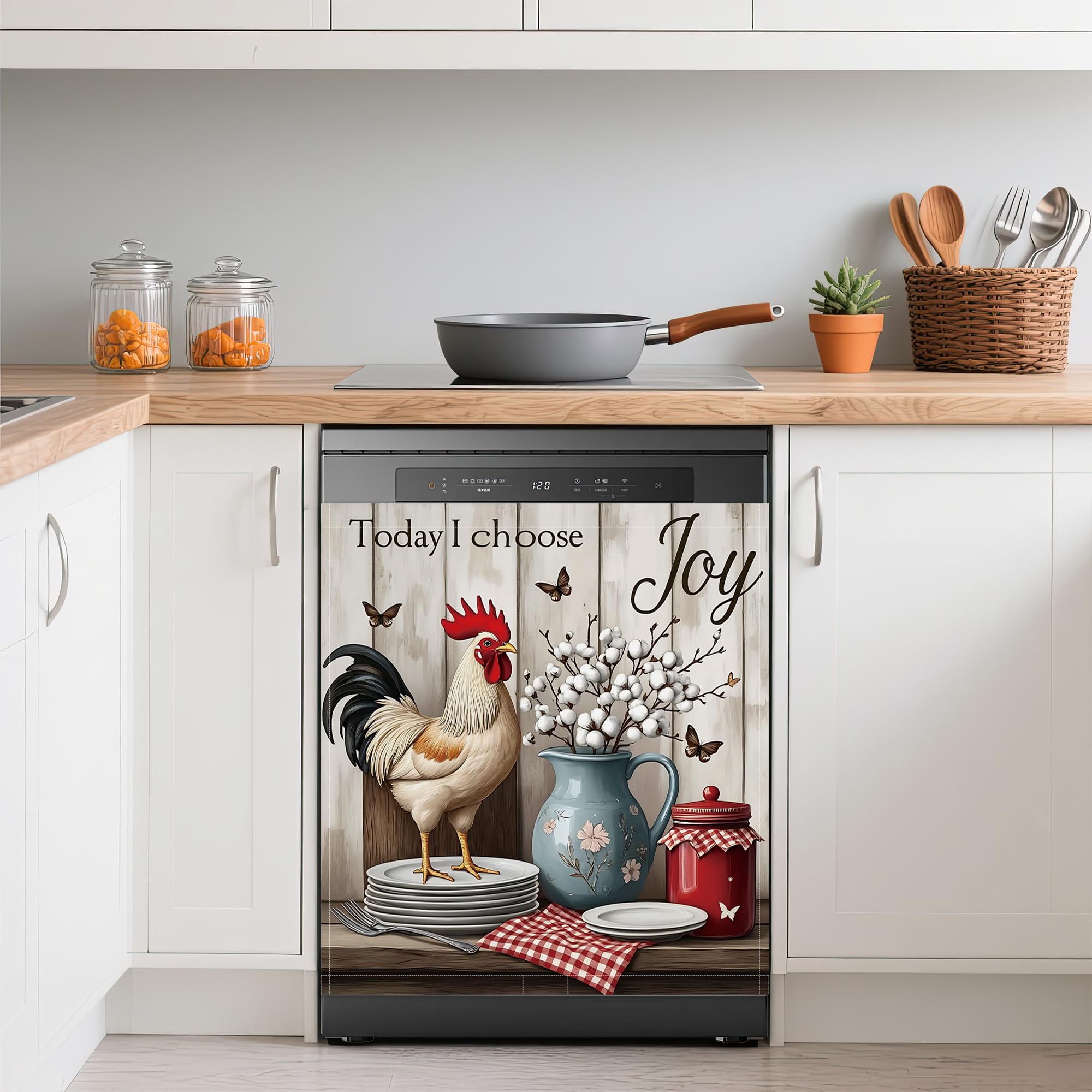 GYYGOO rooster magnet cover on the front panel for rustic kitchen style and surface protection