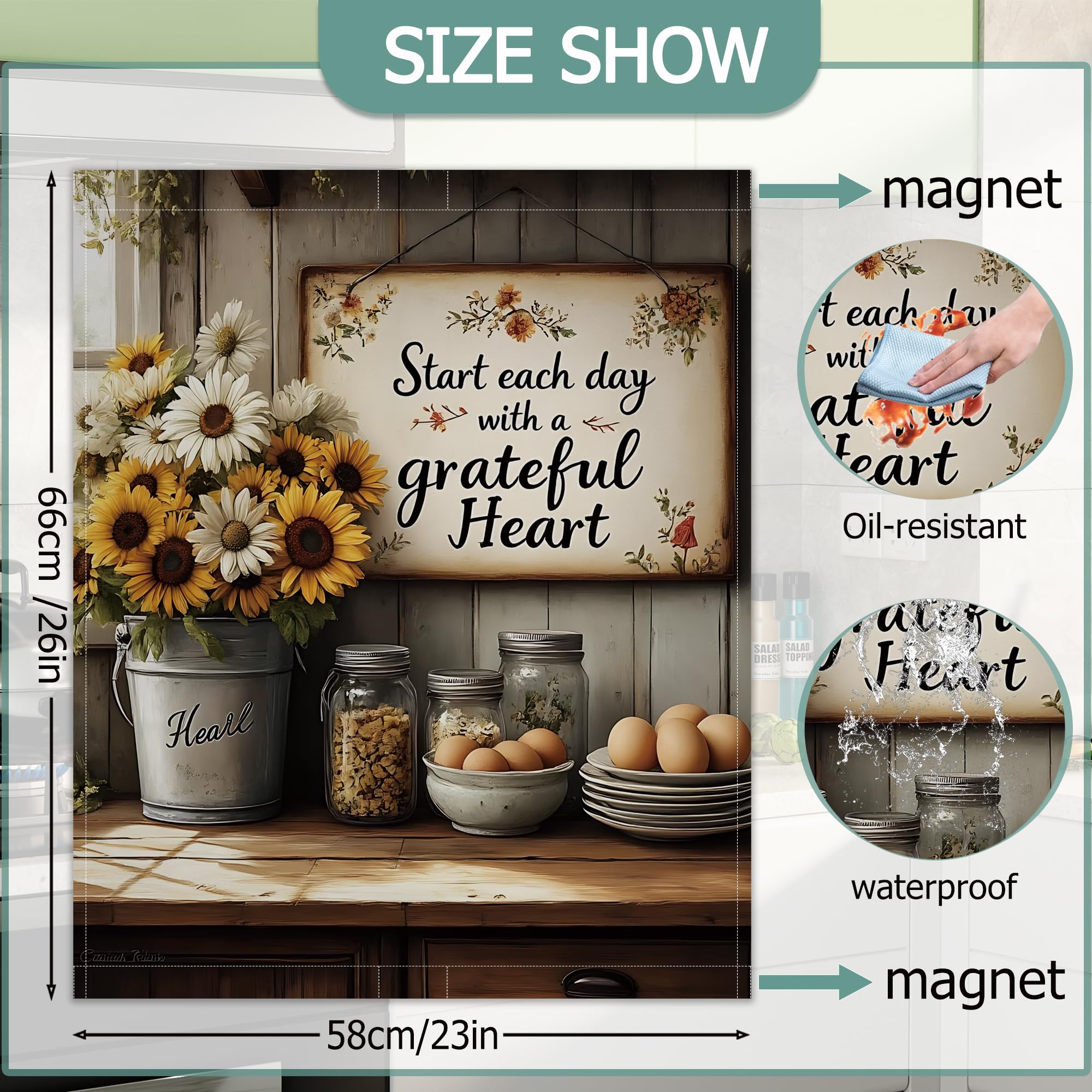 GYYGOO sunflowers magnetic dishwasher cover, waterproof and easy to install.