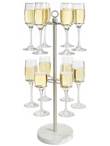 GZILA wine glass tree stand 2-tier shows capacity for twelve glasses at gatherings.